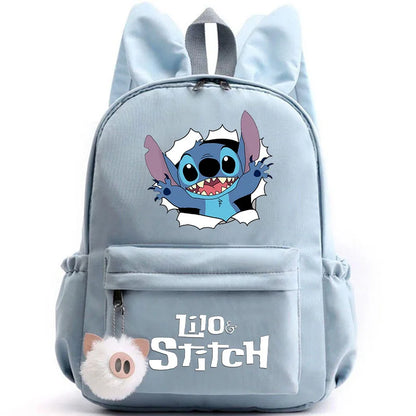 Disney Lilo Stitch Cute Backpack for Girl Boy Student Teenager Rucksack Women Casual School Bags Travel Rabbit Ears Mochila