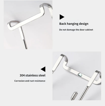 304 Stainless Steel Hook Free Punching Double  S-Shape Hook Kitchen Bathroom Cabinet Door Back Type Coat Towel Storage Hanger