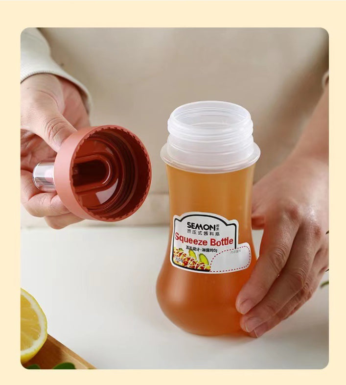 Porous Squeeze Sauce Bottle,350ML Tomato Honey Salad Dressing Container,Kitchen Condiment Dispenser for Ketchup,BBQ Sauces, Oil