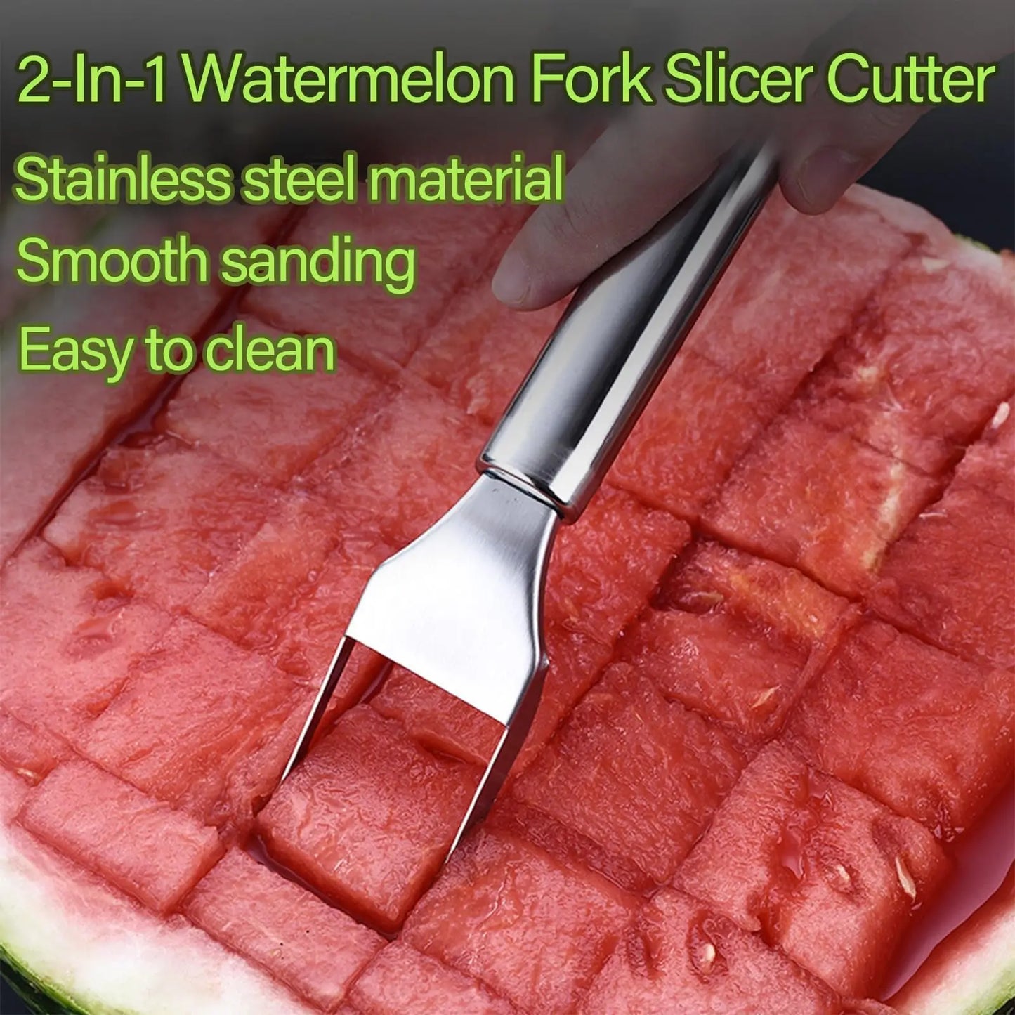 2024 Newest Watermelon Slicer Tool Stainless Steel Fruit Cutter Dual Head Watermelon Fork Melon Cutter Kitchen Gadgets