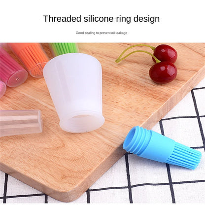 Silicone Oil Bottle Brush Oil Dispenser Bottle With Barbecue Brush High Temperature Resistant Basting Brush Kitchen BBQ Tools