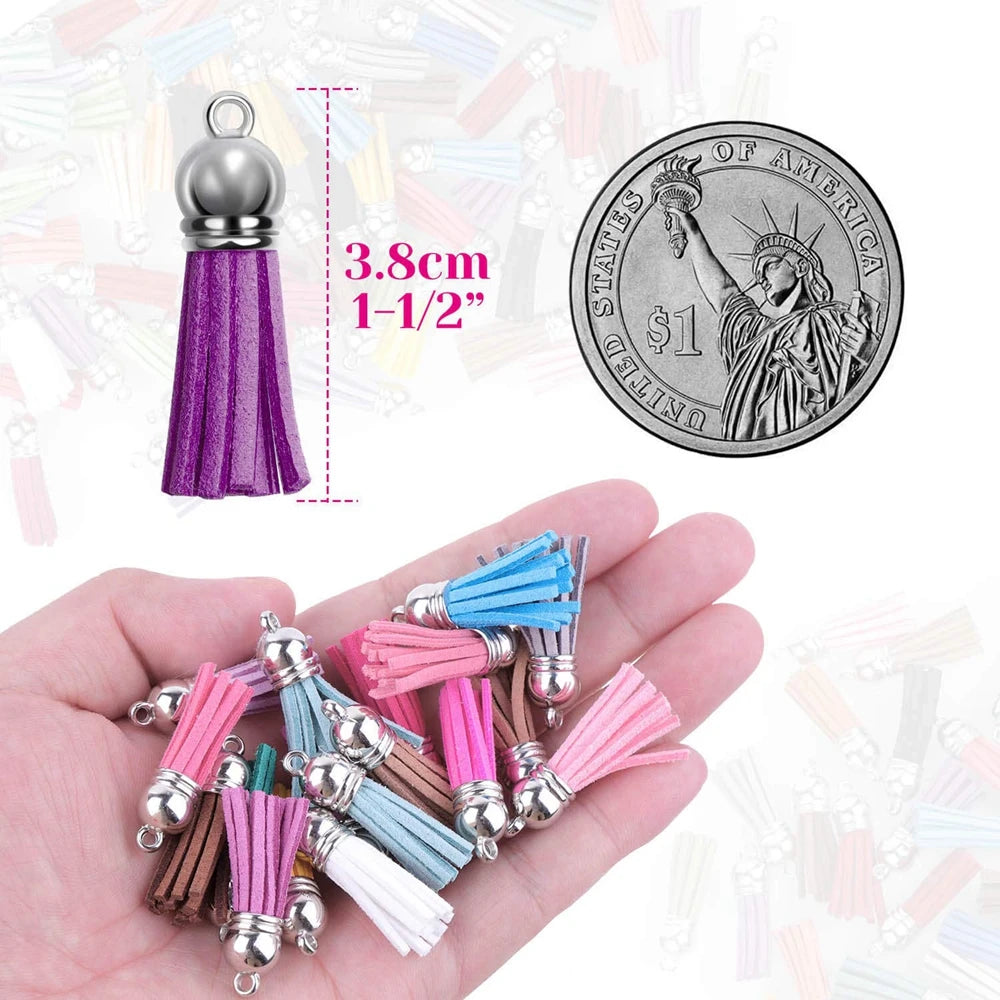 40pcs Leather Keychain Tassels Bulk for Crafts Keychains Supplies Acrylic Keychain Blanks Charms Earrings Bracelets and Jewelry