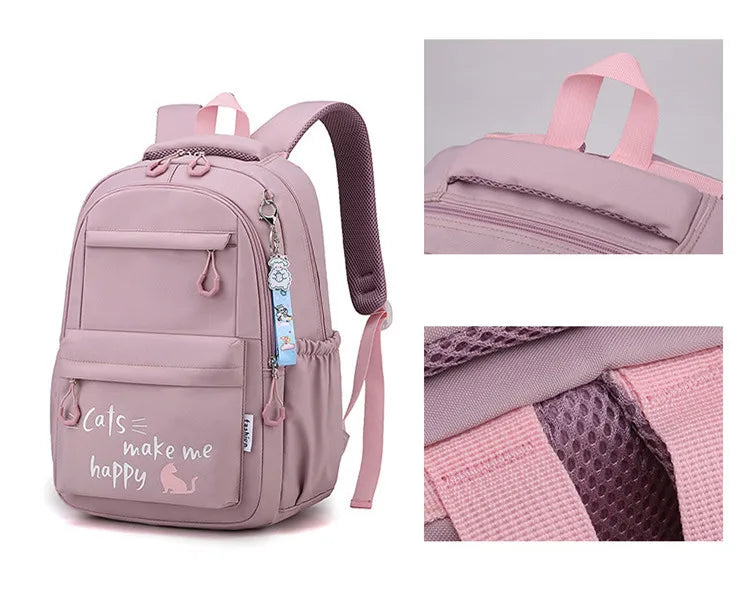 Fengdong Kawaii school Backpack for Girls cute School Bags Waterproof bookbag Teens College Student Large Travel Shoulder Bag