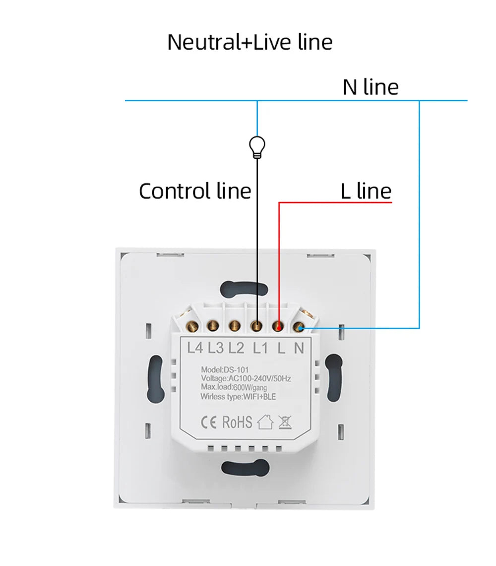 WiFi Smart Switch EU Light Wall Touch Switch 220V Need Neutral Wire Tuya Smart Life Work with Alexa Google Home 1/2/3/4 Gang