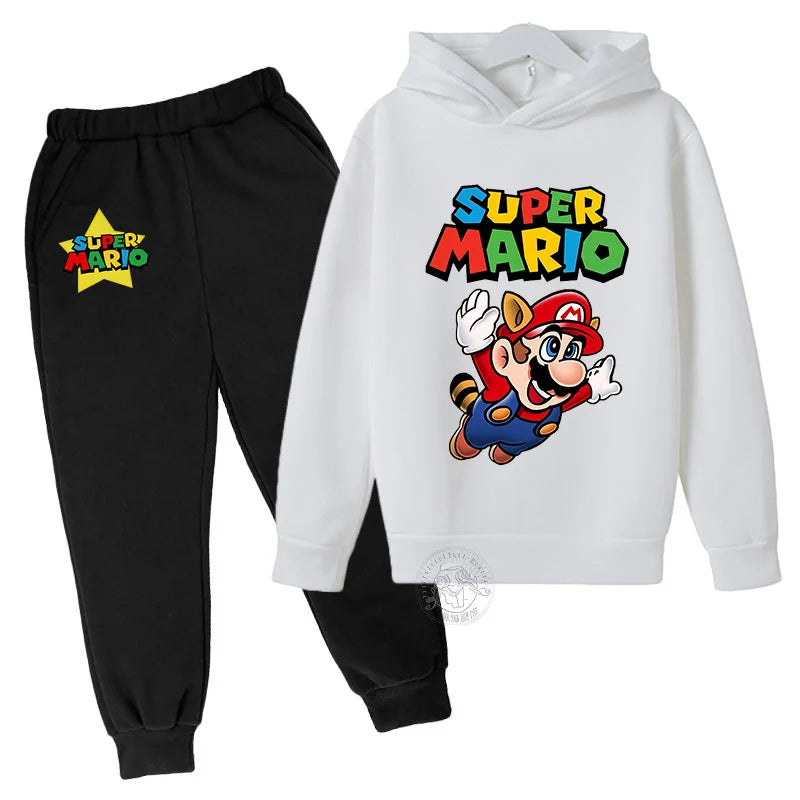 Super Mario Kawaii children's suit street fashion boys and girls suit sports pullover + sweatpants two-piece sports suit