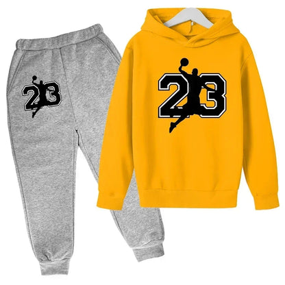 Kids Basketball Hoodie Sports Hoodie Set Spring Autumn Children Hoodie+Pants 2-Piece Set Teen Cute 4-14Y Boys Girls Hoodie Suits