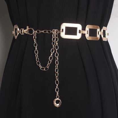 Fashion Gold Chain Belt Female Waist Long Designer Punk Metal Belts For Women High Quality Luxury Brand Adjustable Waistband