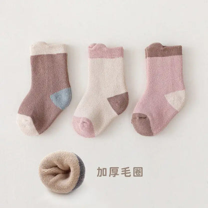 3Pairs/set Autumn New Style Thick Warm Baby Socks Newborn Baby Girl Boy Socks Children's Socks Infants for Winter