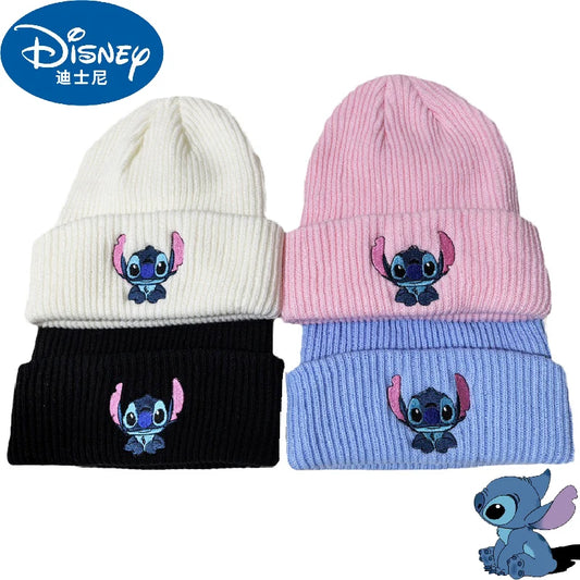 Disney Anime Stitch Knitted Hat Kawaii Lilo Stitch Embroidered Cute Warm Hat Cartoon Children Autumn Winter Hat Gifts