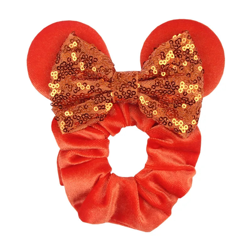 Disney Mickey Christmas Hair Loop Thickened Velvet Pig Intestine Hair Loop Elastic Gold Velvet Headband