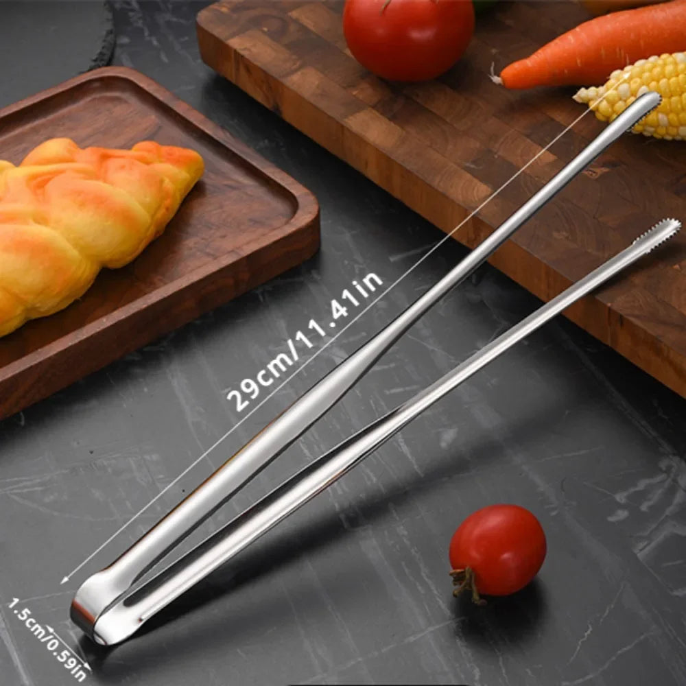 Stainless Steel Grill Tongs Food Clip BBQ Steak Clip Bread Tong Cooking Utensils Party Non-Slip Kitchen Gadgets Accessories BBQ