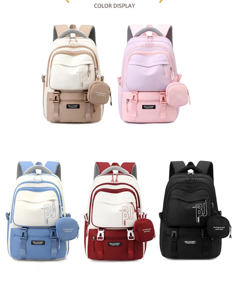 BAIJIAWEI Girls Waterproof School Bags With purse For Teenage girls Children Backpack schoolbag Printing Kids School Backpacks