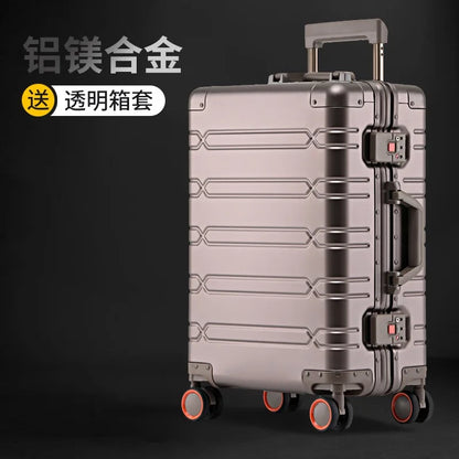 KLQDZMS High Quality 100% Aluminium Suitcases With Wheeled Trolleys Business Trip Large Capacity Rolling Luggage Travel Bag