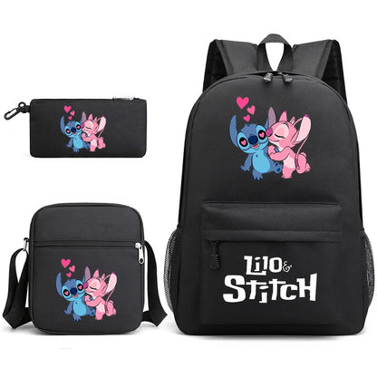 Disney Lilo Stitch 3Pcs/Set Bookbag Kids Backpack Boys Girls School bags Daily Backpacks Mochilas Shoulder Bag Set