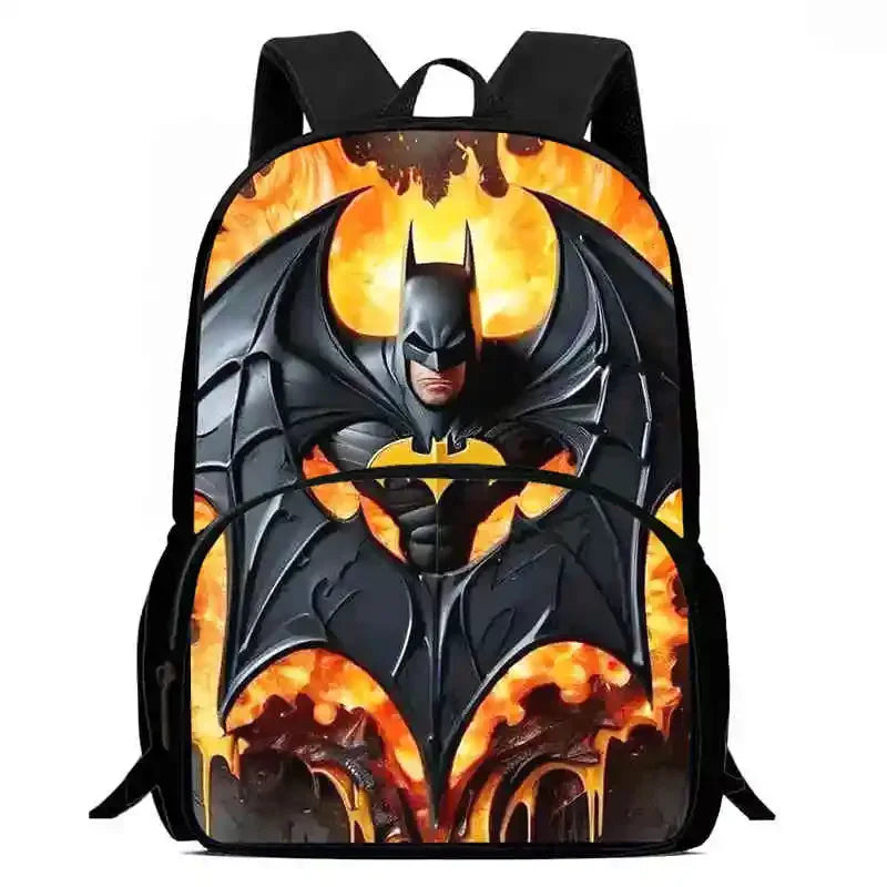 Cartoon Super Hero B-BatmanS School Backpack,Lunch Bags,Pencil Bags for 4-8 Years Old,Cartoon School Bags for Boy Girl Best Gift