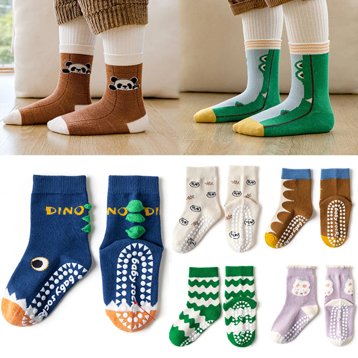 5 Pairs Children's Socks Cotton Non-slip Socks Floor Socks Cartoon Flowers Baby Socks Toddler Boy Girl Socks Kids Socks 0-12 Ys