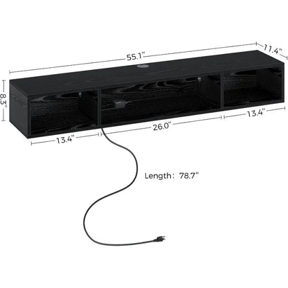 Floating TV Stand with Power Outlet, and RGB Lights, 47.2" Wall Mounted TV Shelf, Media Console with Storage Shelf