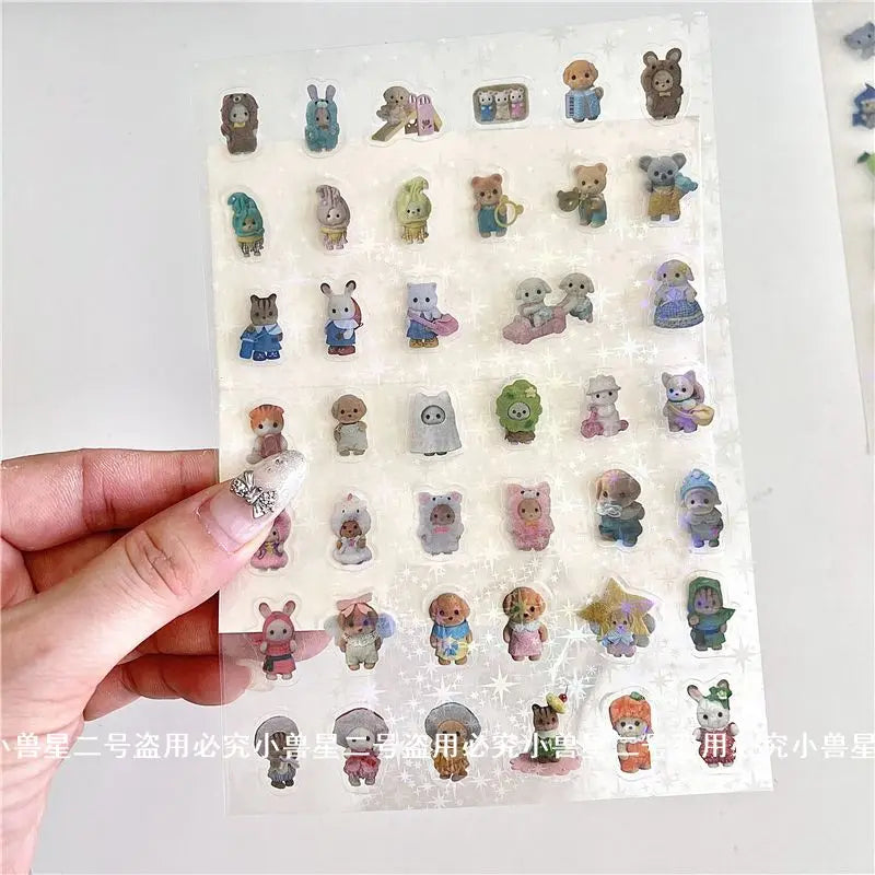 Cute Sylvanian Families  Cartoon Stickers Kawaii Girls Kids Calico Critter Anime Decals Toys DIY Laptop Phone Waterproof Sticker