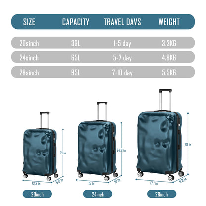 [2024 New Arrival] 3PCS Luggage Set ABS Suitcase Set with TSA Lock Spinner Wheel Large Capacity Family Travel Luggage