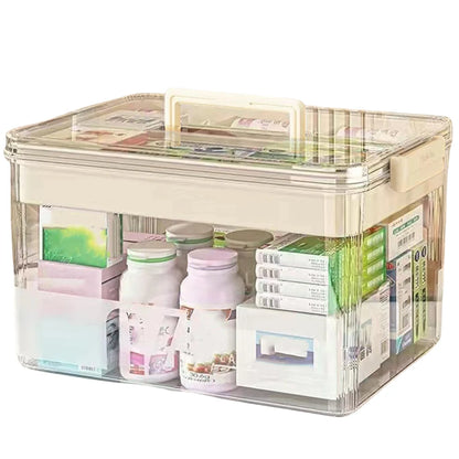 Medicine Box Drawer Home Light Luxury Transparent Multi layered Stackable Dust Proof Large Capacity Desktop Storage Organizer