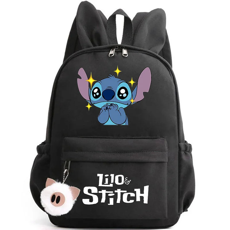 Disney Lilo Stitch Cute Backpack for Girl Boy Student Teenager Rucksack Women Casual School Bags Travel Rabbit Ears Mochila