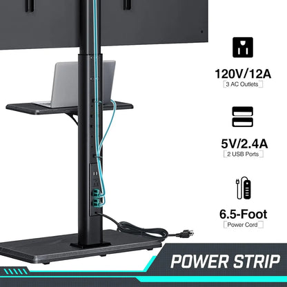 TV Stand with Power Outlet & AV Shelf, Universal Floor TV Stand for 32-70 inch TV, Swivel Tall TV Stand, Holds up to 110 LBs