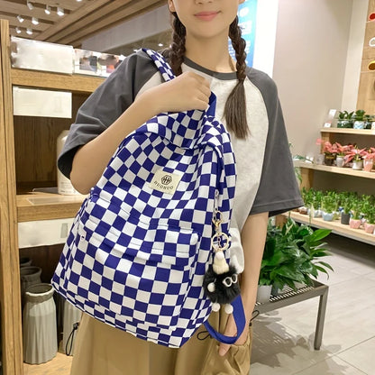 Schoolbags for female junior high school students, high school students, middle school students, ins style girls' backpacks, girls' checkerboard backpacks, five colors optional