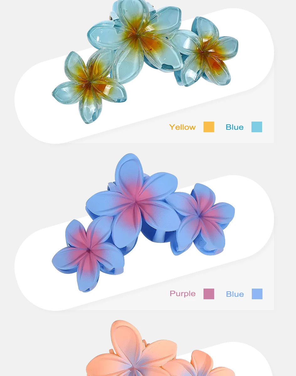 New Versatile Bright Oil French Retro Frangipani Hairpin Simple Fashionable Shark Clip Hair Accessories