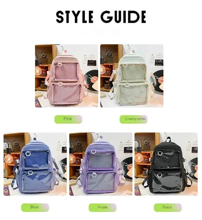 Japanese Kawaii Itabag Women New 2024 Transparent Backpack Women Large Capacity Ita Backpack School Bags for College Student JK