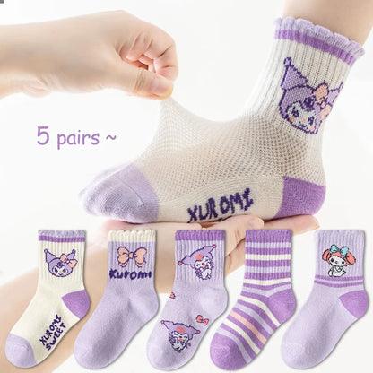 5 pairs of children's socks Girls' socks Cute all-match style CuHK children's mid-tube socks Student sports socks Breathable and