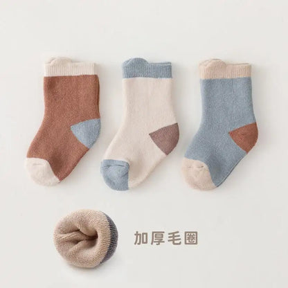 3Pairs/set Autumn New Style Thick Warm Baby Socks Newborn Baby Girl Boy Socks Children's Socks Infants for Winter