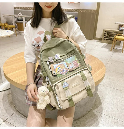 Kawaii Women Backpack Waterproof School Bag For Teenager Girl Student Bookbag Laptop Rucksack Cute Female Travel Bagpack Mochila