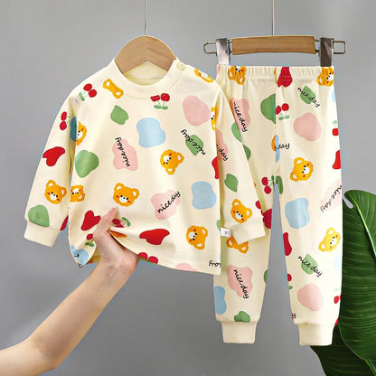 New Kids Boys Girls Pure Cotton Pajamas Cute Cartoon Long Sleeve Pyjamas Toddler Baby Autumn Sleepwear Children's Clothing Sets