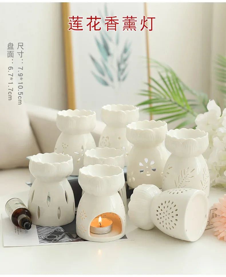 Household Romantic Ceramic Aromatherapy Stove Indoor Candle Retro Aromatherapy Stove Bedroom Lamp Stove