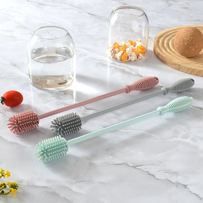 Integrated Baby Silicone Bottle Brush Water Cup Long Handle Silicone Cleaning Brush Vacuum Flask Silicone Brush