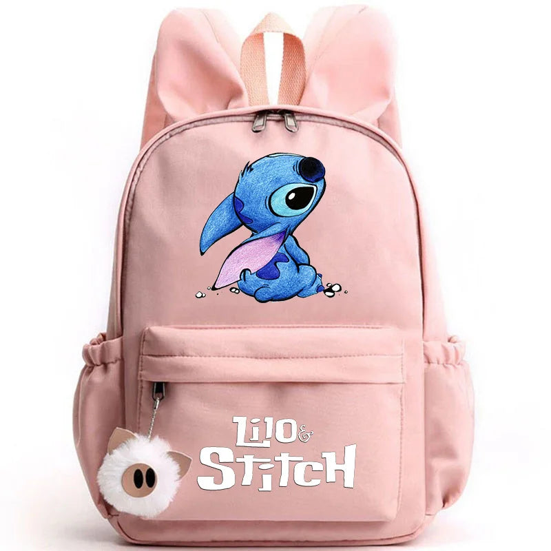 Disney Lilo Stitch Cute Backpack for Girl Boy Student Teenager Rucksack Women Casual School Bags Travel Rabbit Ears Mochila