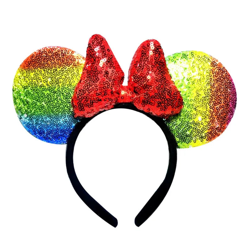 Minnie Mouse Ears Headband Big Size Sequin Bow Women Party Girl Hairband Hot Festival Disney Park Trip DIY Hair Accessories