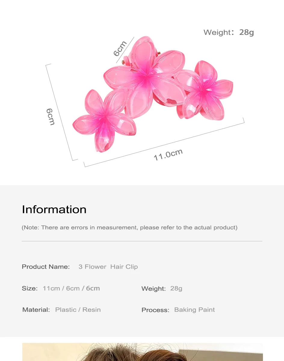 New Versatile Bright Oil French Retro Frangipani Hairpin Simple Fashionable Shark Clip Hair Accessories