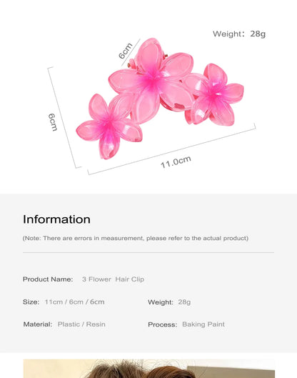 New Versatile Bright Oil French Retro Frangipani Hairpin Simple Fashionable Shark Clip Hair Accessories