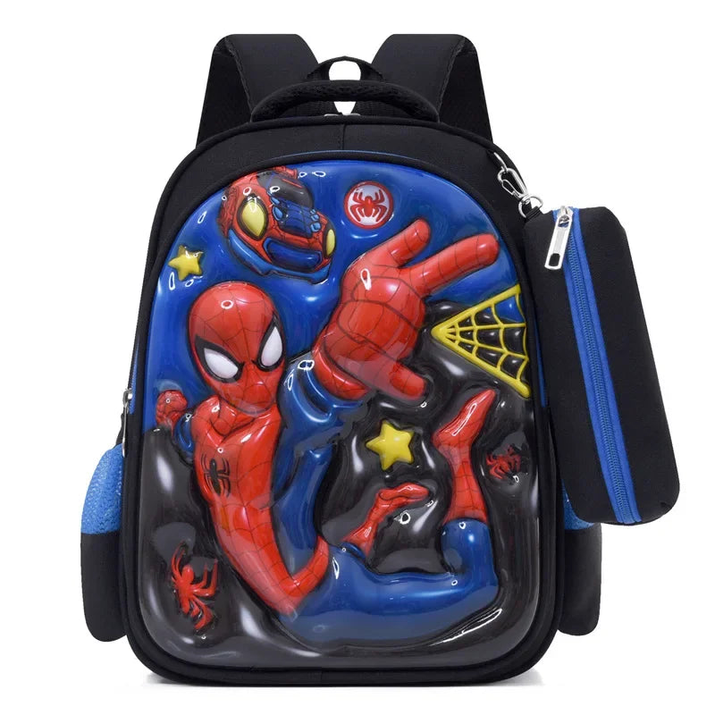 Marvel Children Backpack for Grades 1-3 3D Hard Shell Anime Cartoon Batman Sofia Lightweight Breathable Waterproof Bags Gifts