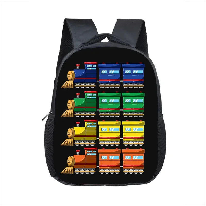 Cute Cartoon Train Locomotive Print Backpack for 2-4 Years Old High-speed Train Kids Bookbags Boy Girl Toddler School Bag Gift