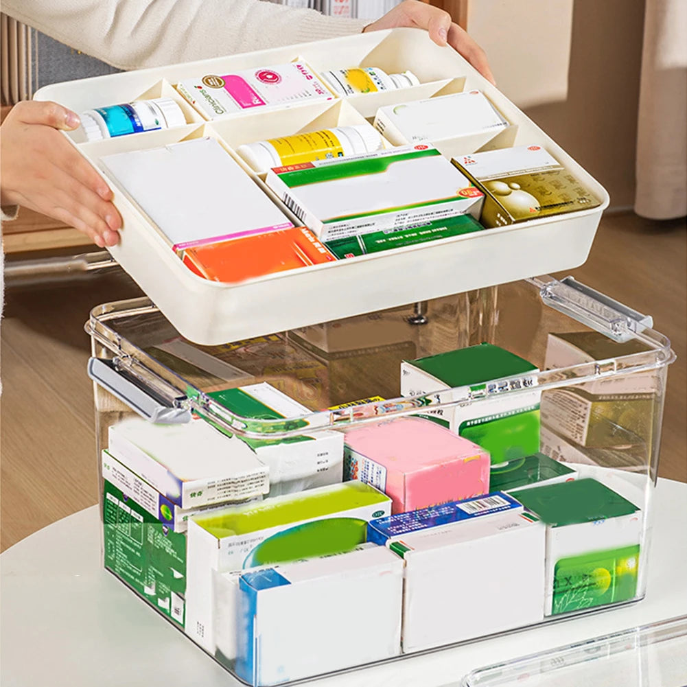 Medicine Box Drawer Home Light Luxury Transparent Multi layered Stackable Dust Proof Large Capacity Desktop Storage Organizer