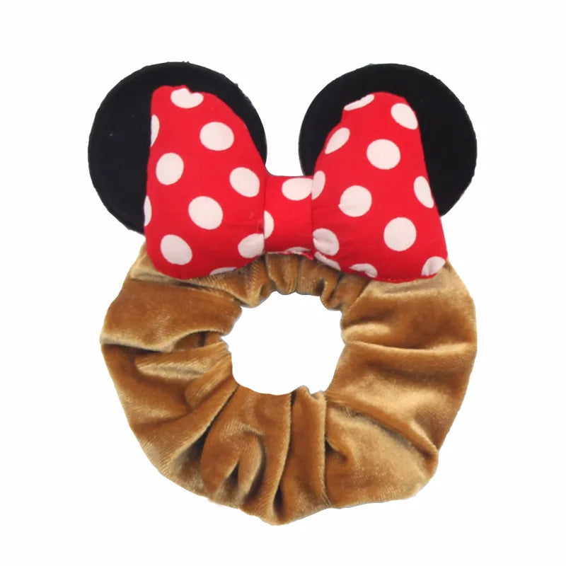 Disney Mickey Christmas Hair Loop Thickened Velvet Pig Intestine Hair Loop Elastic Gold Velvet Headband