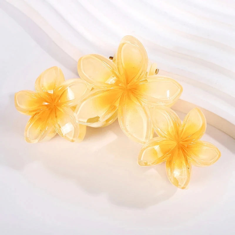 New Versatile Bright Oil French Retro Frangipani Hairpin Simple Fashionable Shark Clip Hair Accessories