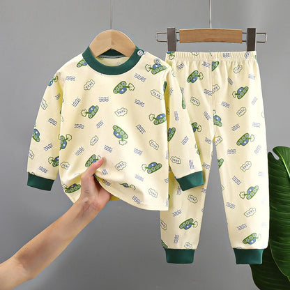 New Kids Boys Girls Pure Cotton Pajamas Cute Cartoon Long Sleeve Pyjamas Toddler Baby Autumn Sleepwear Children's Clothing Sets