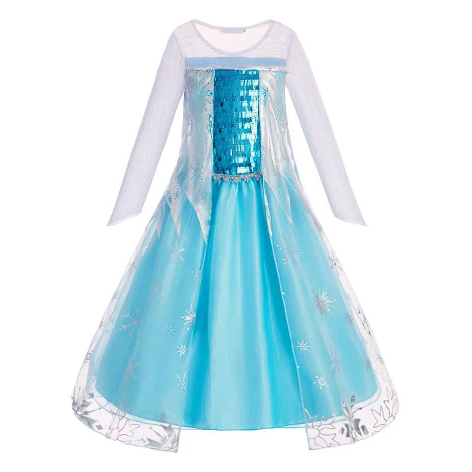 Girls Elsa Anna Dress Children Princess Carnival Dress Kids Jasmine Rapunzel Pageant Flower Disguise Cosplay Christmas Costume