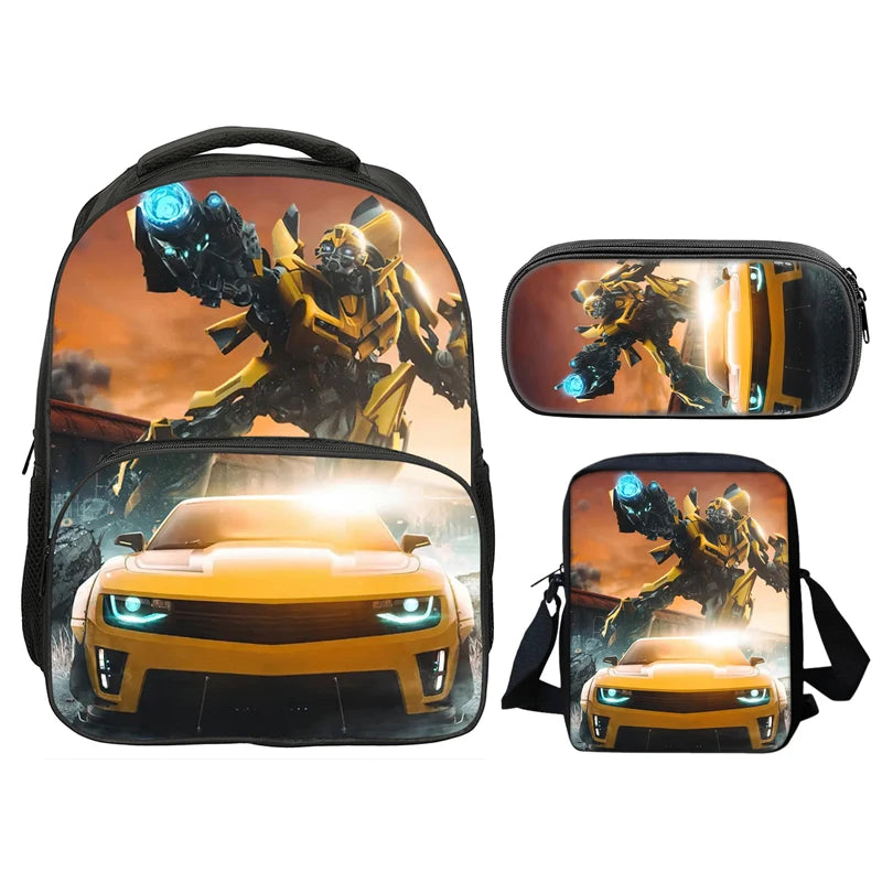 T-Transformers Popular Movies Child School Backpack 3pcs Set Shoulder Bags Pencil Case Book Bags for Boys Girls Best Gift