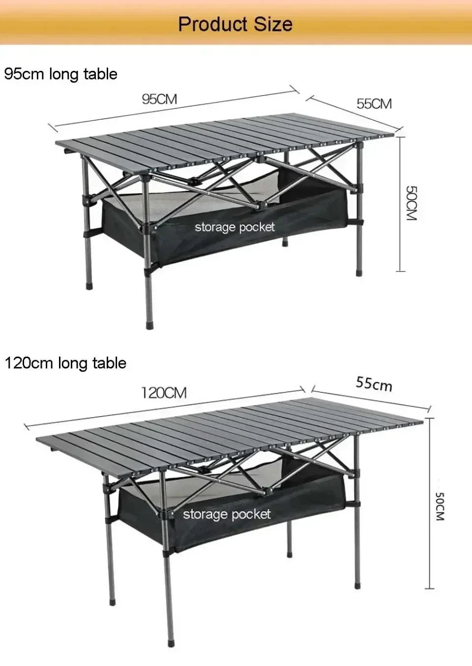 Outdoor Picnic Table With Easy Carrying Bag Lightweight For Self-Driving Trips Egg Roll Long Table Portable Camping Folding Desk