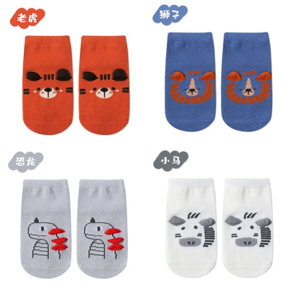 4Pairs/lot Anti-slip Baby Socks Cute Animal Cartoon Baby Boy Girls Sock Infant Children's Floor Socks 0-3 Years Old