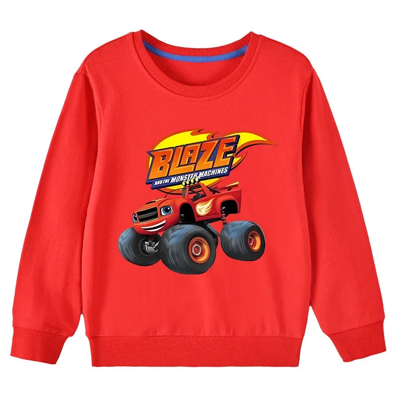 Autumn Kids Blaze And The Monster Machines Cartoon Funny Sweatshirts Children's Hoodies Baby Pullover Tops Girls Boys Clothes